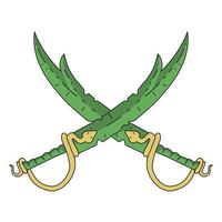 Thief Sword with Snake isolated on white background. Crossed Swords. Rogue Weapon. Vector Illustration for Your Design.