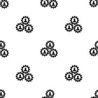 Seamless pattern with human resourse managment icons on white background. Gears showing teamwork, cooperation, managment. Vector illustration for design, web, wrapping paper, fabric