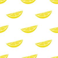 Seamless pattern with fresh cut slice lemon fruit on white background. Vector illustration for design, web, wrapping paper, fabric, wallpaper