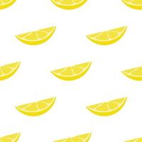 Seamless pattern with fresh cut slice lemon fruit on white background. Vector illustration for design, web, wrapping paper, fabric, wallpaper