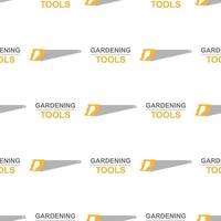 Seamless pattern with cartoon hand saws on white background. Gardening tool. Vector illustration for any design
