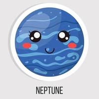 dibujos animados lindo planeta neptuno aislado sobre fondo blanco. planeta del sistema solar. ilustración de vector de estilo de dibujos animados para cualquier diseño.
