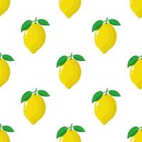 Seamless pattern with fresh whole lemon fruit on white background. Vector illustration for design, web, wrapping paper, fabric, wallpaper