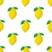 Seamless pattern with fresh whole lemon fruit on white background. Vector illustration for design, web, wrapping paper, fabric, wallpaper