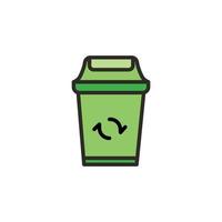 ilustración de icono plano de un bote de basura, limpieza, verde, reciclaje, sin diseño de vectores de basura. icono plano