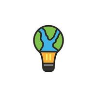 light and earth icon in the concept of protecting the environment, go green idea. vector