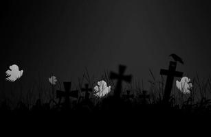 Ghost floating around the graves in the overgrown abandoned. photo