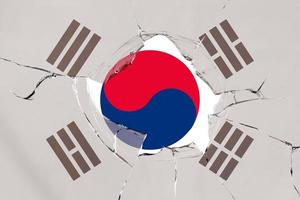 Flag of South Korea on glass photo