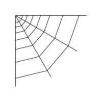 Quarter spider web isolated on white background. Halloween spiderweb element. Cobweb line style. Vector illustration for any design.