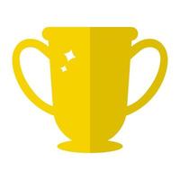 Vector Winner Trophy Cup Icon. First Place. Flat Golden Trophy isolated on white background. Vector illustration for Your Design, Web.