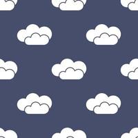 Seamless pattern with white clouds on blue background. Online storage server concept. Vector illustration for design, web, wrapping paper, fabric