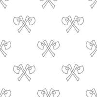 Seamless pattern with crossed outline axes on white background. Medieval weapon sign. Vector illustration for design, web, wrapping paper, fabric, wallpaper