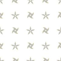 Seamless pattern with shurikens. Ninja weapon. Samurai equipment. Cartoon style. Vector illustration for design, web, wrapping paper, fabric, wallpaper.