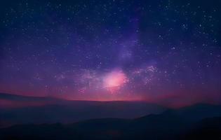 night landscape mountain and milkyway galaxy background , long exposure , low light photo