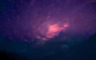 night landscape mountain and milky way galaxy background our galaxy, long exposure , low light photo