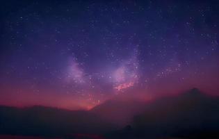 night landscape mountain and milky way galaxy background our galaxy, long exposure , low light photo