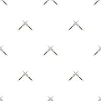 Seamless pattern with crossed kunai throwing knives icon. Ninja weapon. Samurai equipment. Cartoon style. Vector illustration for design, web, wrapping paper, fabric, wallpaper.