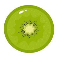 medio kiwi fresco aislado de fondo blanco. frutas de verano para un estilo de vida saludable. fruta organica estilo de dibujos animados ilustración vectorial para cualquier diseño. vector