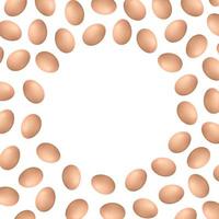 Brown Eggs Background. Circle Frame with space for Text. Easter Concept. Realistic Style. Vector illustration for Your Design, Web