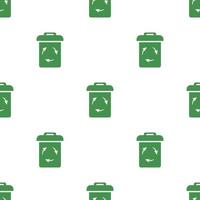 Seamless pattern with trash icon. Green ecological sign. Protect planet. Vector illustration for design, web, wrapping paper, fabric, wallpaper