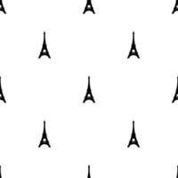 Seamless pattern with eiffel tower icon on white background. Vector illustration for design, web, wrapping paper, fabric, wallpaper