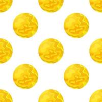 Seamless pattern with sun star planet on white background. Solar system. Cartoon style vector illustration for any design.