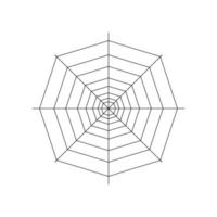 Round whole spider web isolated on white background. Halloween spiderweb element. Cobweb line style. Vector illustration for any design.