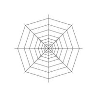 Round whole spider web isolated on white background. Halloween spiderweb element. Cobweb line style. Vector illustration for any design.