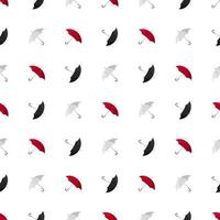 Seamless pattern with red, white and black umbrella icon on white background. Vector illustration for design, web, wrapping paper, fabric, wallpaper.