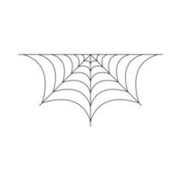 Half spider web isolated on white background. Halloween spiderweb element. Cobweb line style. Vector illustration for any design.