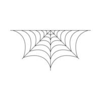 Half spider web isolated on white background. Halloween spiderweb element. Cobweb line style. Vector illustration for any design.