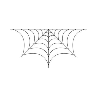 Half spider web isolated on white background. Halloween spiderweb element. Cobweb line style. Vector illustration for any design.