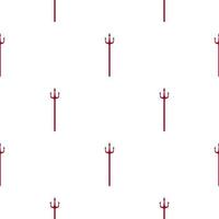 Seamless pattern with red devil tridents on white background. Hell concept. Vector illustration for design, web, wrapping paper, fabric, wallpaper.