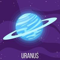 Uranus planet in space. Colorful universe with Uranus. Cartoon style vector illustration for any design.