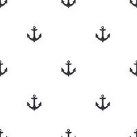 Seamless pattern with black anchor on a white background. Cartoon style. Vector illustration.