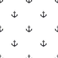 Seamless pattern with black anchor on a white background. Cartoon style. Vector illustration.