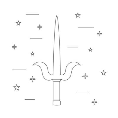 Line style icon of a sai. Samurai weapon. Ninja equipment. Logo, emblem. Clean and modern vector illustration for design, web.