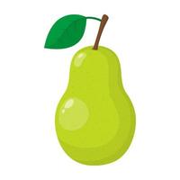 fruta fresca de pera verde de dibujos animados aislada sobre fondo blanco. toda la sabrosa fruta orgánica. ilustración vectorial para cualquier diseño. vector
