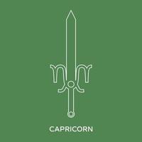 Capricorn zodiac sign. Line style icon of zodiacal weapon sword. One of 12 zodiac weapons. Astrological, horoscope sign. Clean and modern vector illustration for design, web.