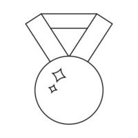 Line style icon of medal isolated on white background. Outline symbol of win. Clean and modern vector illustration for design, web.