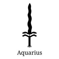 Aquarius Sword Icon. Silhouette of Zodiacal Weapon. One of 12 Zodiac Weapons. Vector Astrological, Horoscope Sign. Zodiac Symbol. Vector illustration isolated on white background.
