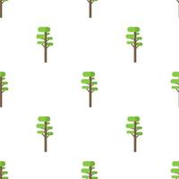 Seamless pattern with flat green tree icon on white background. Vector illustration for design, web, wrapping paper, fabric, wallpaper.