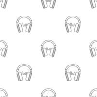 Seamless pattern with line style icon of headphone with sound wave on white background. Recording studio. Vector illustration for design, web, wrapping paper, fabric