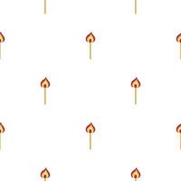 Seamless pattern with burning match on white background. Vector illustration for design, web, wrapping paper, fabric, wallpaper.
