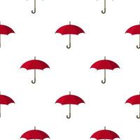 Seamless pattern with red umbrella icon on white background. Vector illustration for design, web, wrapping paper, fabric, wallpaper.