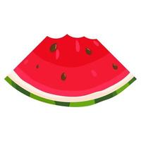 Fresh cut slice watermelon fruit isolated on white background. Summer fruits for healthy lifestyle. Organic fruit. Cartoon style. Vector illustration for any design.