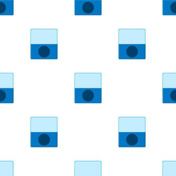 Seamless pattern with pencil blue sharpener on white background. Cartoon style. Vector illustration for design, web, wrapping paper, fabric.