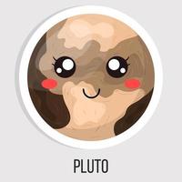 Cartoon cute pluto planet isolated on white background. Planet of solar system. Cartoon style vector illustration for any design.