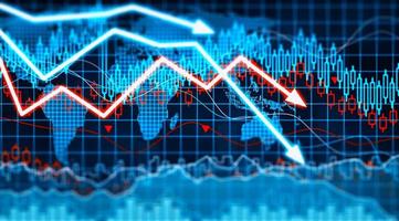 Econimical crisis concept. Spread in the world, economy is down. 3d illustration photo