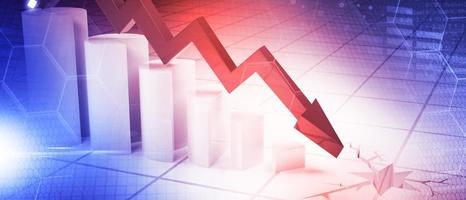 Econimical crisis concept. Spread in the world, economy is down. 3d illustration photo